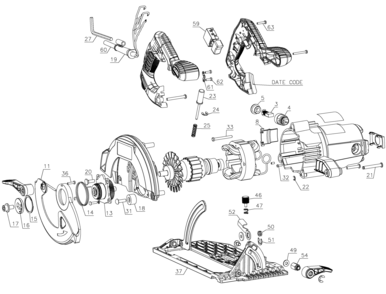 Default Diagram and Parts List for PCE310 Type 1 Porter Cable Circular Saw